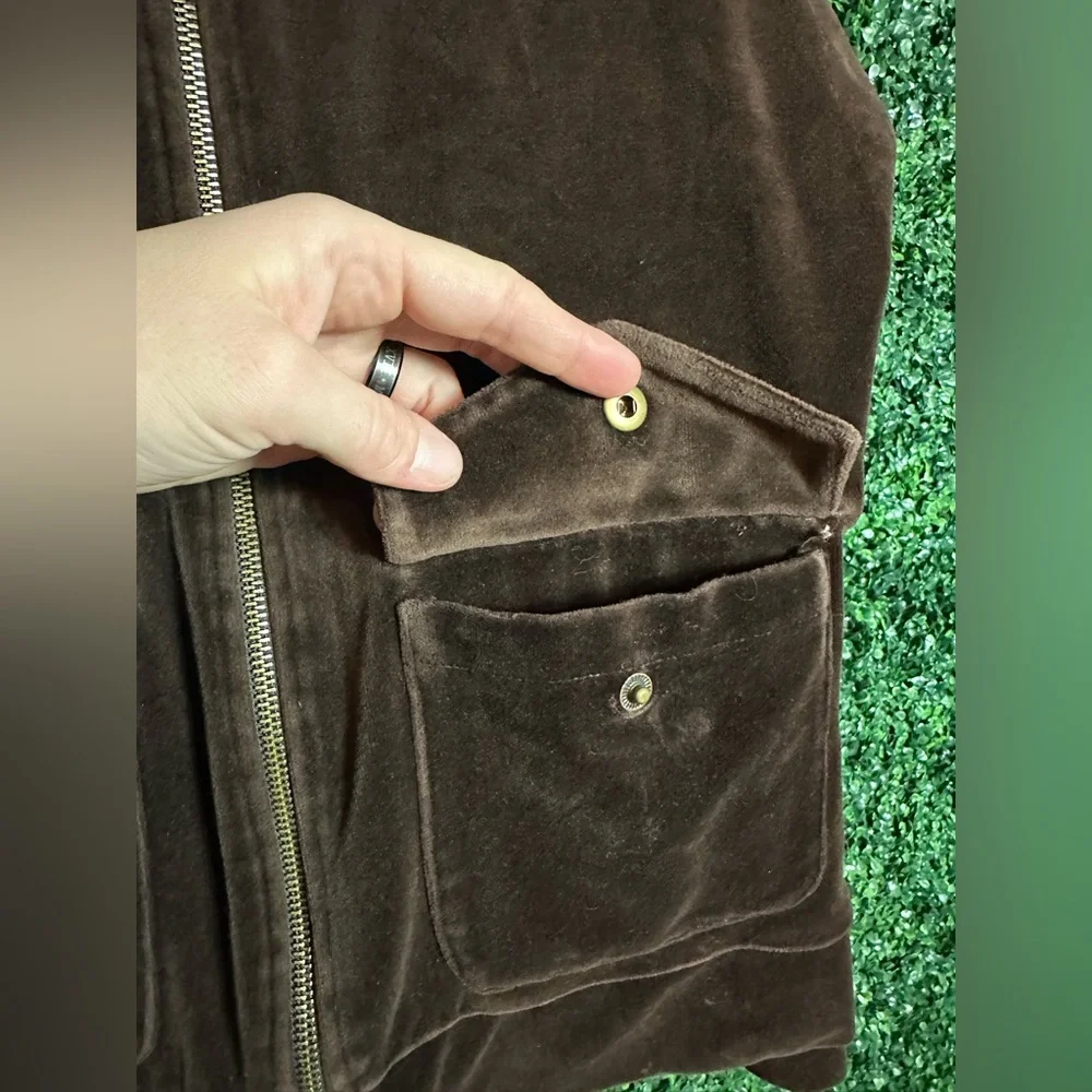 Lauren Ralph Lauren Women’s Brown Velour Full Zip Jacket Size Medium - Picture 4 of 7